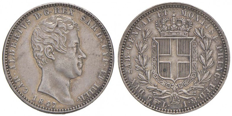 Carlo Alberto (1831-1849) Lira 1847 T – Nomisma 728 AG RR 
SPL+