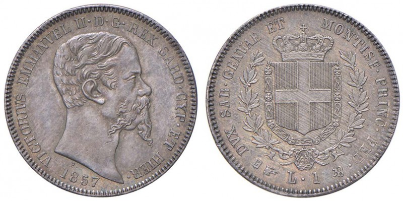 Vittorio Emanuele II (1849-1860) Lira 1857 T – Nomisma 806 AG Colpetti al bordo ...