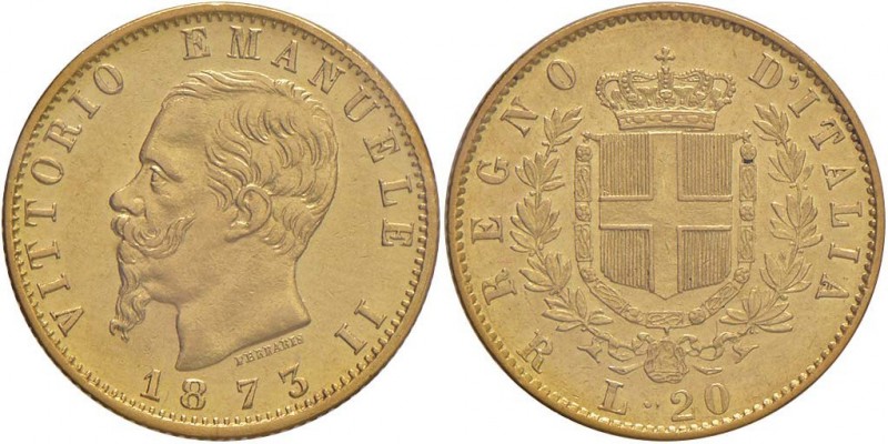 Vittorio Emanuele II (1861-1878) 20 Lire 1873 R – Nomisma 862 AU RRR Sigillato S...