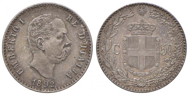 Umberto I (1878-1900) 50 Centesimi 1892 – Nomisma 1012 AG RR
qFDC