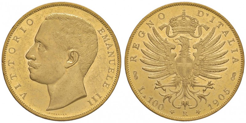 Vittorio Emanuele III (1900-1946) 100 Lire 1905 – Nomisma 1046 AU RR Minimi colp...