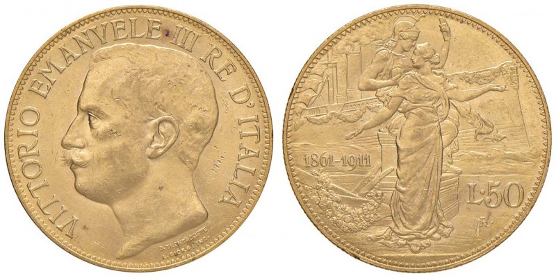 Vittorio Emanuele III (1900-1946) 50 Lire 1911 – Nomisma 1066 AU R Graffietti al...