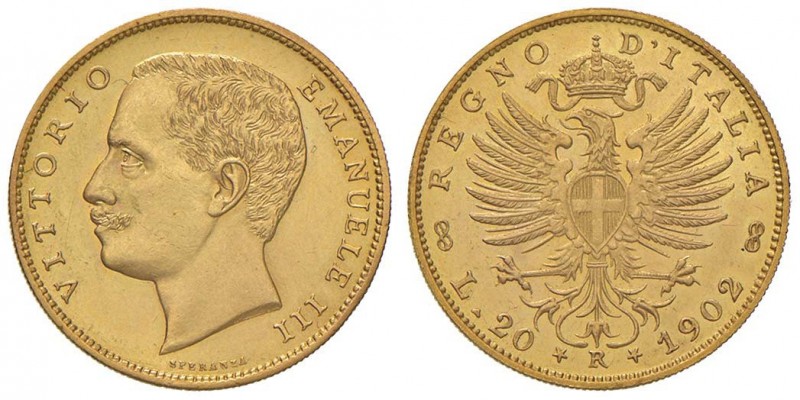 Vittorio Emanuele III (1900-1946) 20 Lire 1902 – Nomisma 1072 AU RRRR Tiratura d...