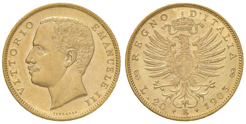 Vittorio Emanuele III (1900-1946) 20 Lire 1903 – Nomisma 1074 AU RR Fondi lucent...