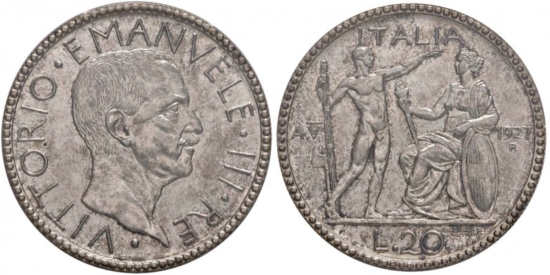 Vittorio Emanuele III (1900-1946) 20 Lire 1927 A. V – Nomisma 1083 AG RRR Tiratu...