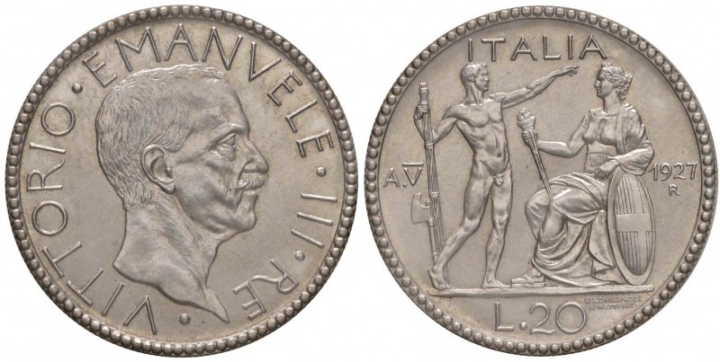 Vittorio Emanuele III (1900-1946) 20 Lire 1927 A. V – Nomisma 1083 AG RRR Tiratu...