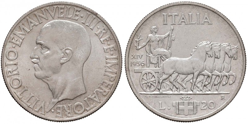 Vittorio Emanuele III (1900-1946) 20 Lire 1936 – Nomisma 1094 AG R Segni da cont...