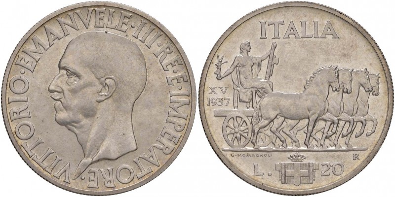 Vittorio Emanuele III (1900-1946) 20 Lire 1937 – Nomisma 1095 AG RRR Tiratura di...