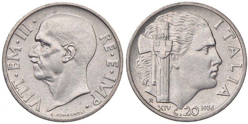 Vittorio Emanuele III (1900-1946) 20 Centesimi 1936 – Nomisma 1294; Pag. 853 NI ...