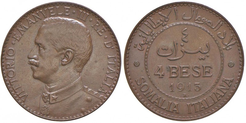 Vittorio Emanuele III (1900-1946) Somalia - 4 Bese 1913 – Nomisma 1431 CU RR
FD...