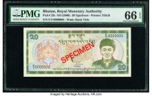Bhutan Royal Monetary Authority 20 Ngultrum ND (2000) Pick 23s Specimen PMG Gem Uncirculated 66 EPQ. Red Specimen overprints.

HID09801242017

© 2020 ...