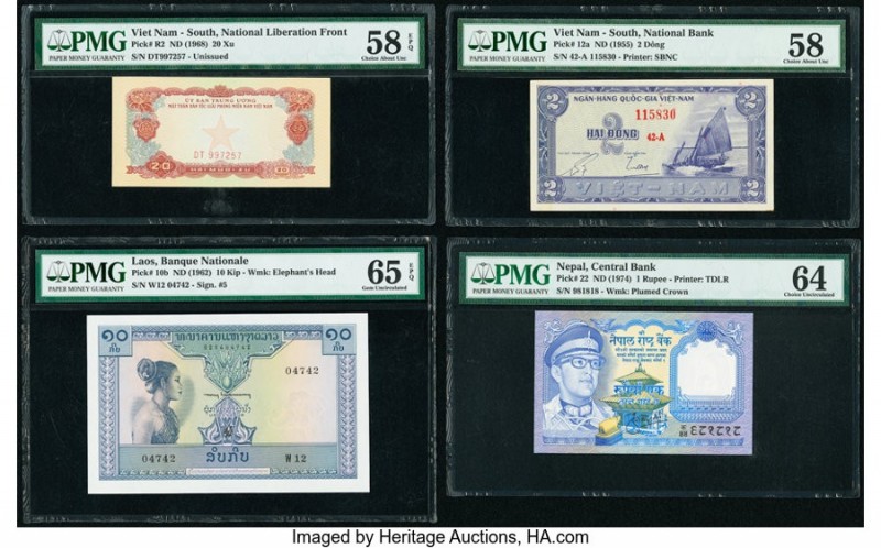 World (China, Vietnam, Laos and more) Group Lot of 9PMG Graded Examples. PMG Sup...