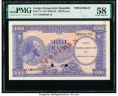 Congo Democratic Republic Conseil Monetaire de la Republique du Congo 1000 Francs ND (1962-63) Pick 2s Specimen PMG Choice About Unc 58. Two POCs.

HI...