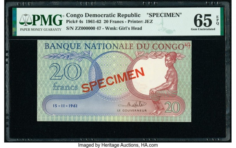Congo Democratic Republic Banque Nationale du Congo 20 Francs 15.11.1961 Pick 4s...
