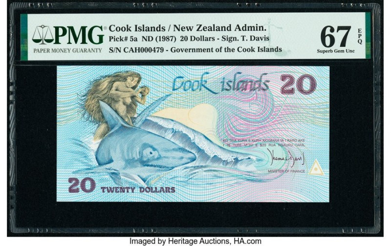 Cook Islands Government of the Cook Islands 20 Dollars ND (1987) Pick 5a PMG Sup...