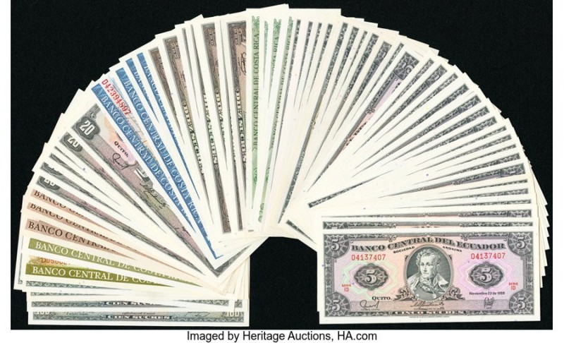 World (Costa Rica, Ecuador) Group Lot of 70 Examples Crisp Uncirculated. Light s...