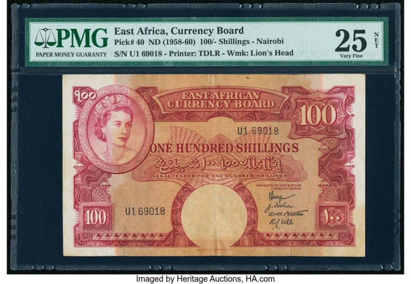 East Africa East African Currency Board 100 Shillings ND (1958-60) Pick 40 PMG V...