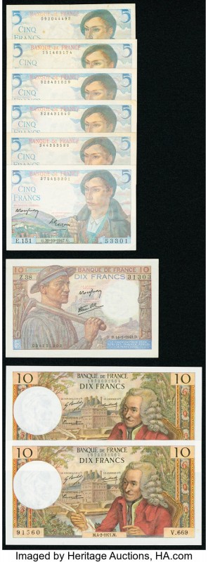 France Banque de France Group Lot of 13 Examples Very Fine-About Uncirculated. 
...