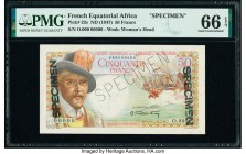 French Equatorial Africa Caisse Centrale de la France d'Outre-Mer 50 Francs ND (1947) Pick 23s Specimen PMG Gem Uncirculated 66 EPQ. 

HID09801242017
...
