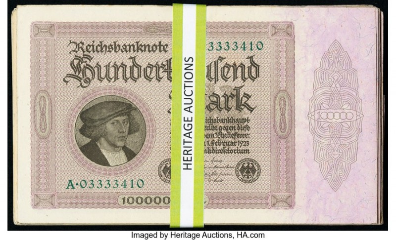 Germany Imperial Bank Note 100,000 Mark 1.2.1923 Pick 83a 102 Examples Very Good...