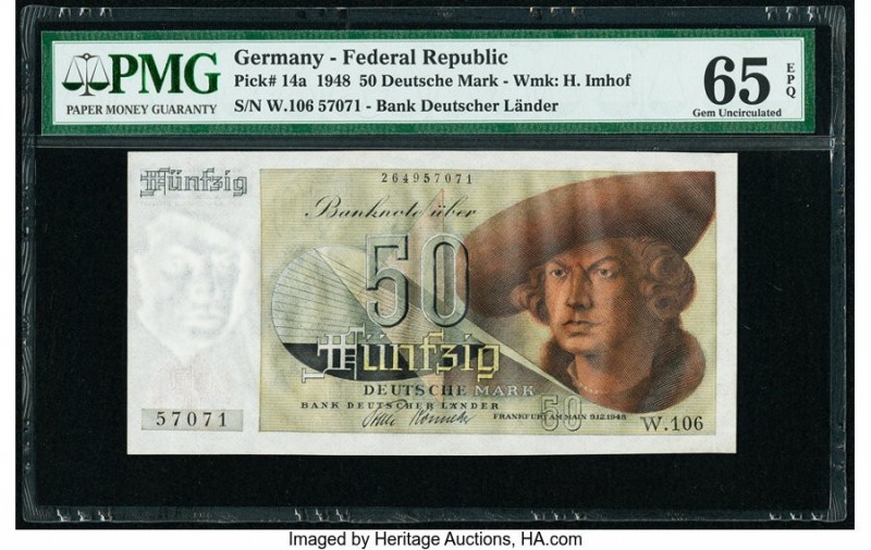 Germany Federal Republic Bank Deutscher Lander 50 Deutsche Mark 9.12.1948 Pick 1...