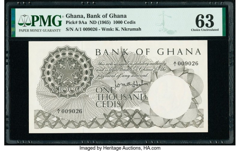 Ghana Bank of Ghana 1000 Cedis ND (1965) Pick 9Aa PMG Choice Uncirculated 63. 

...