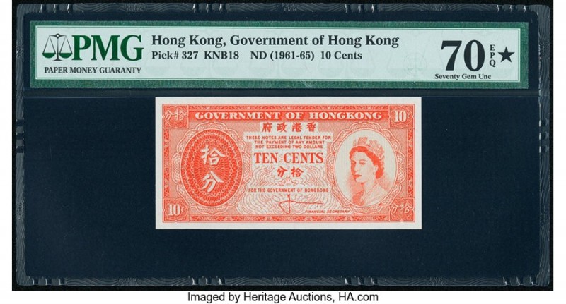 Hong Kong Government of Hong Kong 10 Cents ND (1961-65) Pick 327 KNB18 PMG Seven...
