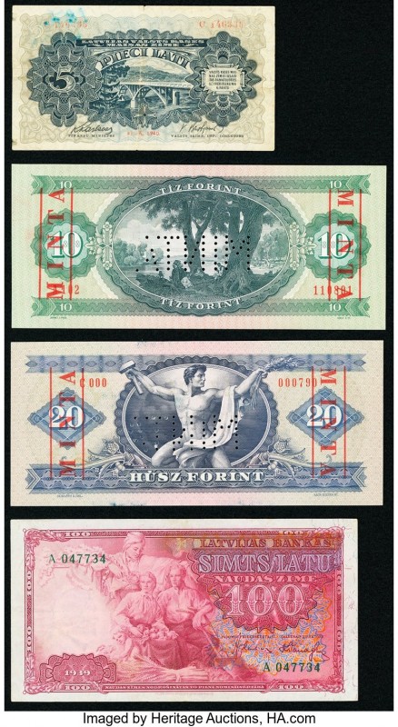 World (Hungary, Latvia) Group Lot of 4 Examples Fine-Crisp Uncirculated. The 5 L...