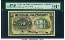 Paraguay Republica del Paraguay 50 Pesos 30.12.1920 Pick 145s PMG Choice Uncirculated 64 EPQ. Red Specimen overprint; four POCs.

HID09801242017

© 20...