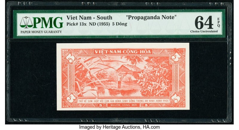 South Vietnam National Bank of Viet Nam 5 Dong ND (1955) Pick 13x Propaganda Not...