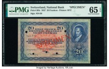 Switzerland National Bank 20 Franken 29.8.1937 Pick 39fs Specimen PMG Gem Uncirculated 65 EPQ. Five POCs.

HID09801242017

© 2020 Heritage Auctions | ...