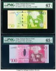 Tonga National Reserve Bank of Tonga 50; 100 Pa'anga ND (2008) Pick 42; 43 Two Examples PMG Superb Gem Unc 67 EPQ; Gem Uncirculated 65 EPQ. 

HID09801...