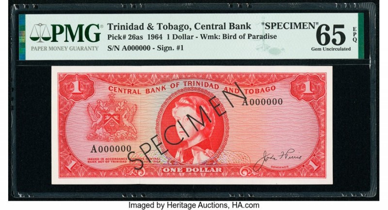 Trinidad & Tobago Central Bank of Trinidad and Tobago 1 Dollar 1964 Pick 26as Sp...