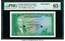 Tunisia Banque Centrale de Tunisie 1 Dinar ND (ca. 1950) Pick 58s Specimen PMG Gem Uncirculated 65 EPQ. Two POCs.

HID09801242017

© 2020 Heritage Auc...