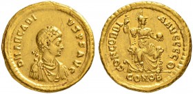 COINAGE OF THE EASTERN ROMAN EMPIRE
ARCADIUS, 383-408
Mint of Constantinopolis
Solidus 384. Officina Θ. Obv. DN ARCADI – VS PF AVG Juvenile bust, d...