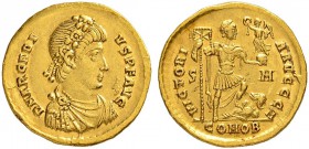 COINAGE OF THE EASTERN ROMAN EMPIRE
ARCADIUS, 383-408
Mint of Constantinopolis
Solidus 392-395. Officina Z. Obv. D N ARCADI - VS P F AVG Draped and...