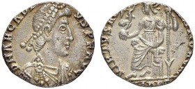COINAGE OF THE EASTERN ROMAN EMPIRE
ARCADIUS, 383-408
Mint of Mediolanum
Siliqua Spring 393-6 Sept. 394. Obv. DN ARCADI – VS PF AVG Draped and cuir...