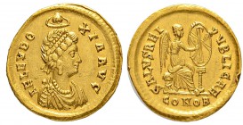 COINAGE OF THE EASTERN ROMAN EMPIRE
AELIA EUDOXIA, WIFE OF ARCADIUS, 400-404
Mint of Constantinopolis
Solidus 402-403. No officina letter. Obv. AEL...