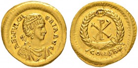 COINAGE OF THE EASTERN ROMAN EMPIRE
PULCHERIA, SISTER OF THEODOSIUS II, WIFE OF MARCIANUS
Mint of Constantinopolis
Semissis ca. 450. Obv. AEL PVLCH...