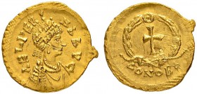 COINAGE OF THE EASTERN ROMAN EMPIRE
AELIA VERINA, WIFE OF LEO I.
Mint of Constantinopolis
Tremissis 462-466. Obv. AEL VERI - NA AVG Draped and diad...