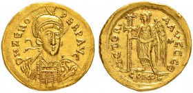 COINAGE OF THE EASTERN ROMAN EMPIRE
ZENO, 2nd REIGN, 476-491
Mint of Constantinopolis
Solidus. Officina Θ. Obv. D N ZENO - PERP AVG Helmeted, cuira...
