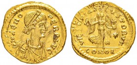 COINAGE OF THE EASTERN ROMAN EMPIRE
ZENO, 2nd REIGN, 476-491
Mint of Constantinopolis
Tremissis. Obv. D N ZENO - PERP AVG Draped and diademed bust ...