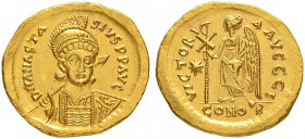 THE BYZANTINE EMPIRE
ANASTASIUS I, 491-518
Mint of Constantinopolis
Solidus 507-518. Officina I. Obv. D N ANASTA - SIVS P P AVG Helmeted, cuirassed...