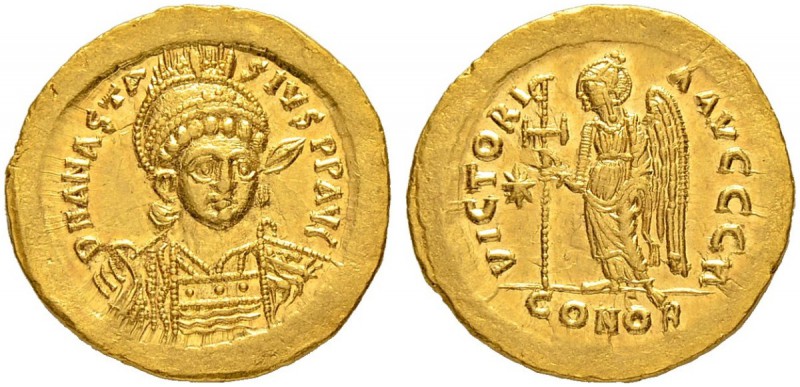 THE BYZANTINE EMPIRE
ANASTASIUS I, 491-518
Mint of Constantinopolis
Solidus 5...