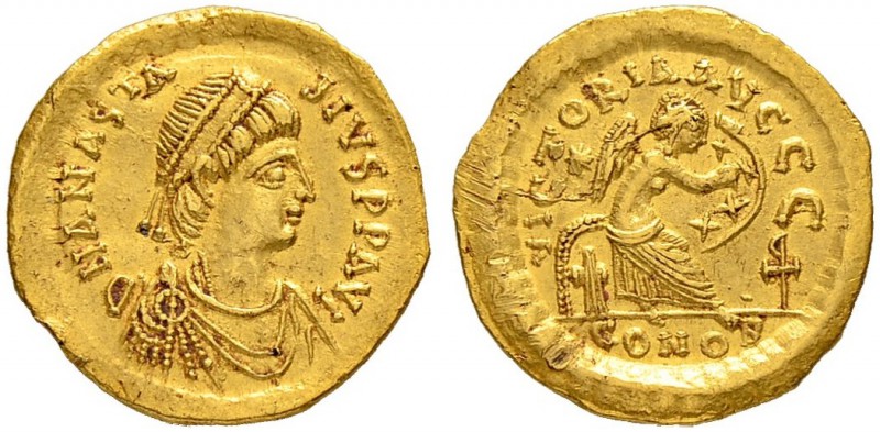 THE BYZANTINE EMPIRE
ANASTASIUS I, 491-518
Mint of Constantinopolis
Semissis ...