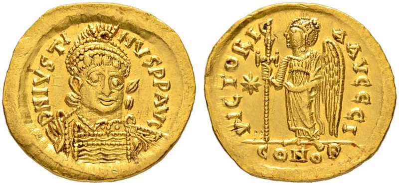 THE BYZANTINE EMPIRE
JUSTINUS I, 518-527
Mint of Constantinopolis
Solidus 518...