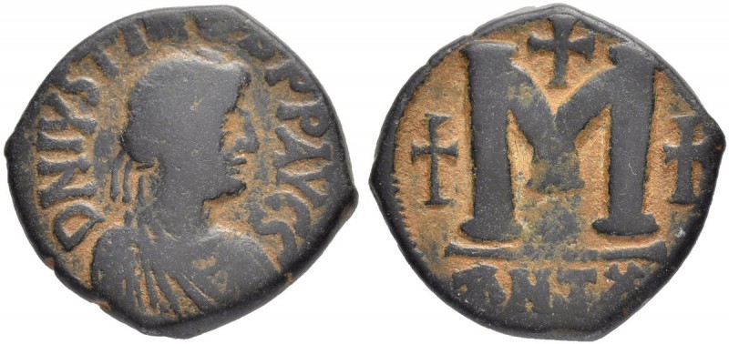 THE BYZANTINE EMPIRE
JUSTINUS I, 518-527
Mint of Antioch
Ae-Follis 518-522. S...