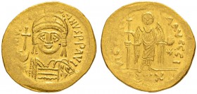 THE BYZANTINE EMPIRE
JUSTINIANUS I, 527-565
Mint of Constantinopolis
Light weight solidus of 20 Siliquae 542-562. Officina I. Obv. D N IVSTINI - AN...