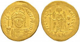 THE BYZANTINE EMPIRE
JUSTINIANUS I, 527-565
Mint of Constantinopolis
Light weight solidus of 20 Siliquae 542-562. Officina I. Obv. D N IVSTINI - AN...