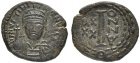 THE BYZANTINE EMPIRE
JUSTINIANUS I, 527-565
Mint of Rome
Ae-Decanummium year 36 (562/563). Sear 326 (Ravenna). DOC 353 (Ravenna). MIB 229a. 3.36 g....